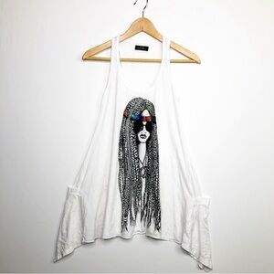 𝅺Lauren Moshi white graphic bohemian T-shirt
